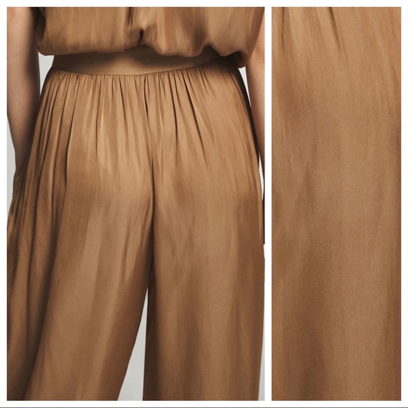 NWT. Massimo Dutti Tan Pleated Jumpsuit. Size 2. - Picture 6 of 11